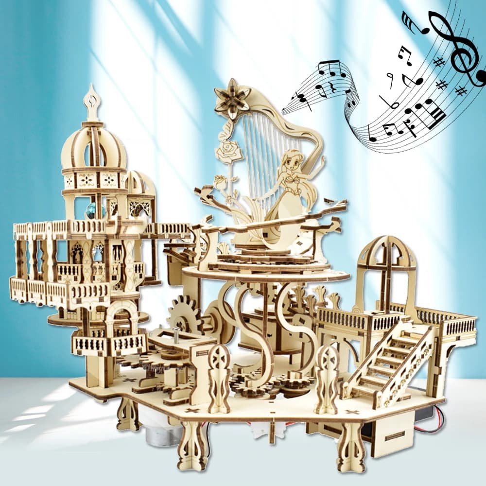 Il più recente carillon 3D in legno Mystery Island con kit modello di assemblaggio fai-da-te leggero per adulti e bambini, regali di San Valentino