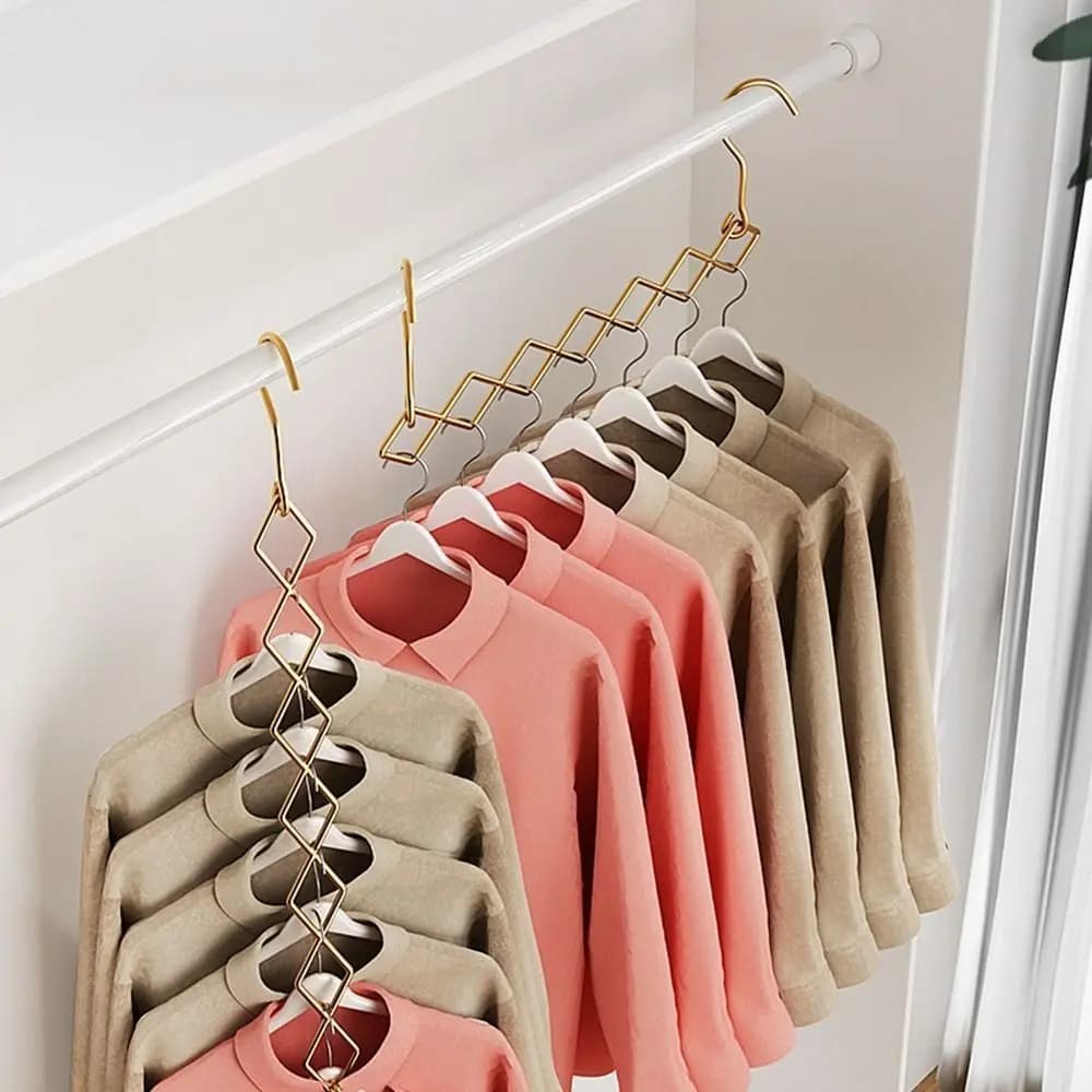 Stainless Steel 7 Slots Clothes Hanger Foldable Space Saving Multi-port Support Hangers Stackable Closet Organizer Wardrobe