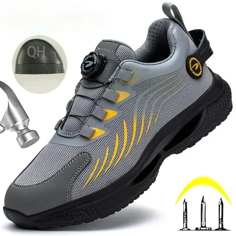 Scarpe Antinfortunistiche da Uomo con Bottone Rotante, Anti-schiacciamento e Anti-perforazione, Scarpe da Lavoro alla Moda, Scarpe Sportive Protettive per Uomo