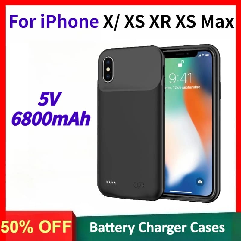 Custodia per caricabatteria 5V 6800mAh per IPhone X per IPhone XS/XR/XS Max Custodia di ricarica magnetica per ricarica wireless