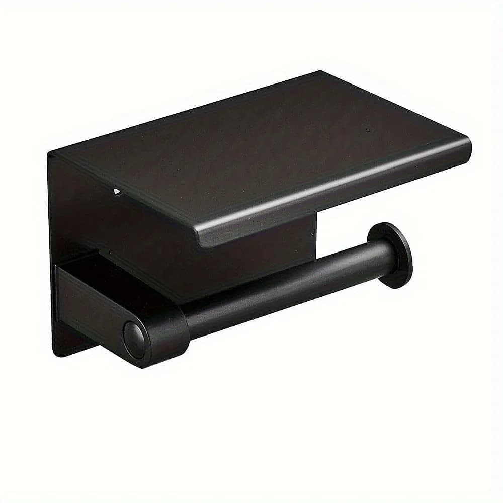 Toilet Paper Holder with Phone Shelf, Wall Mounted Stainless Steel Tissue Dispenser for Bathroom