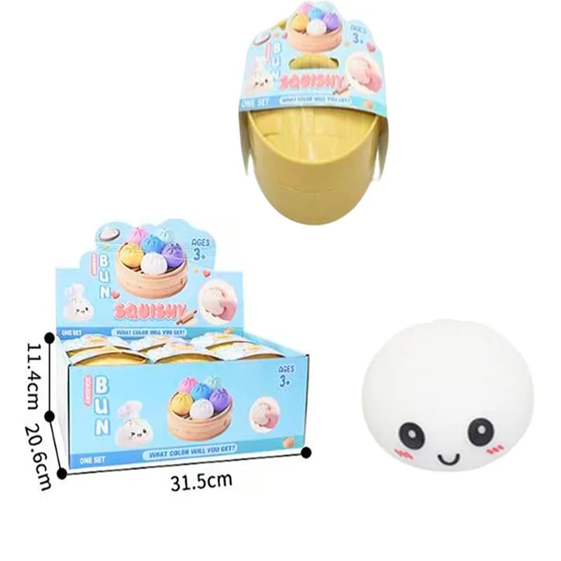 Palline Antistress a Forma di Raviolo, Giocattolo Sensoriale Fidget, Pallina Spremibile a Forma di Impasto, Giocattolo Antistress a Forma di Panino con Vaporiera, per Alleviare l'Ansia