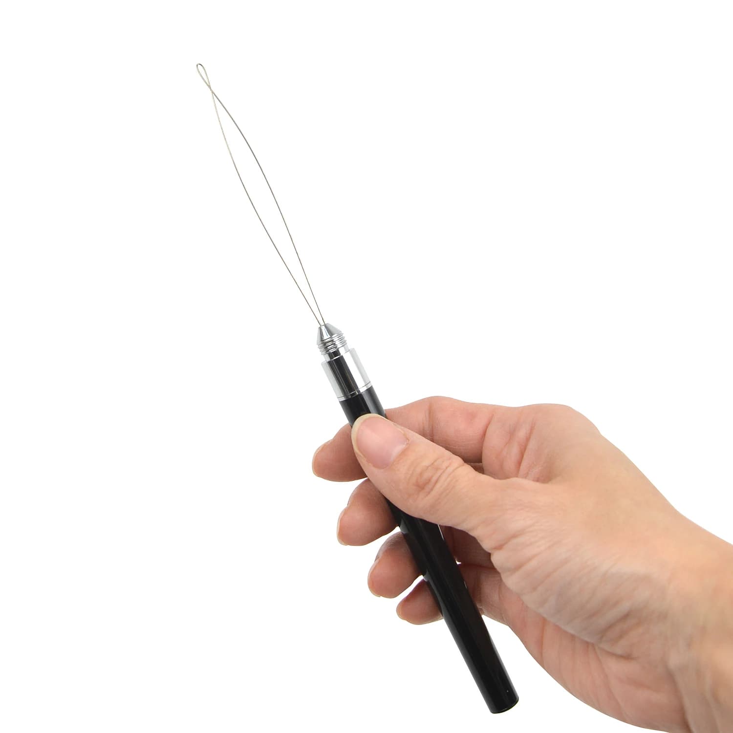 Strumento 2-in-1 in Alluminio per Extension Capelli: Ago ad Anello e Uncinetto con Blocco, Ago a Doppia Testa per Tirare Capelli