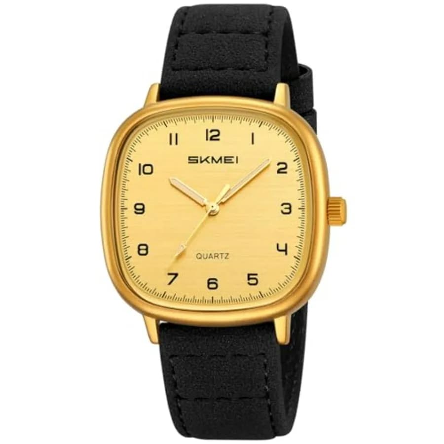 Leather Wrist Watch for Men Women Square Analog Watch Waterproof Wrist Watches Mens Gift for Birthday Christmas Gifts for Him H