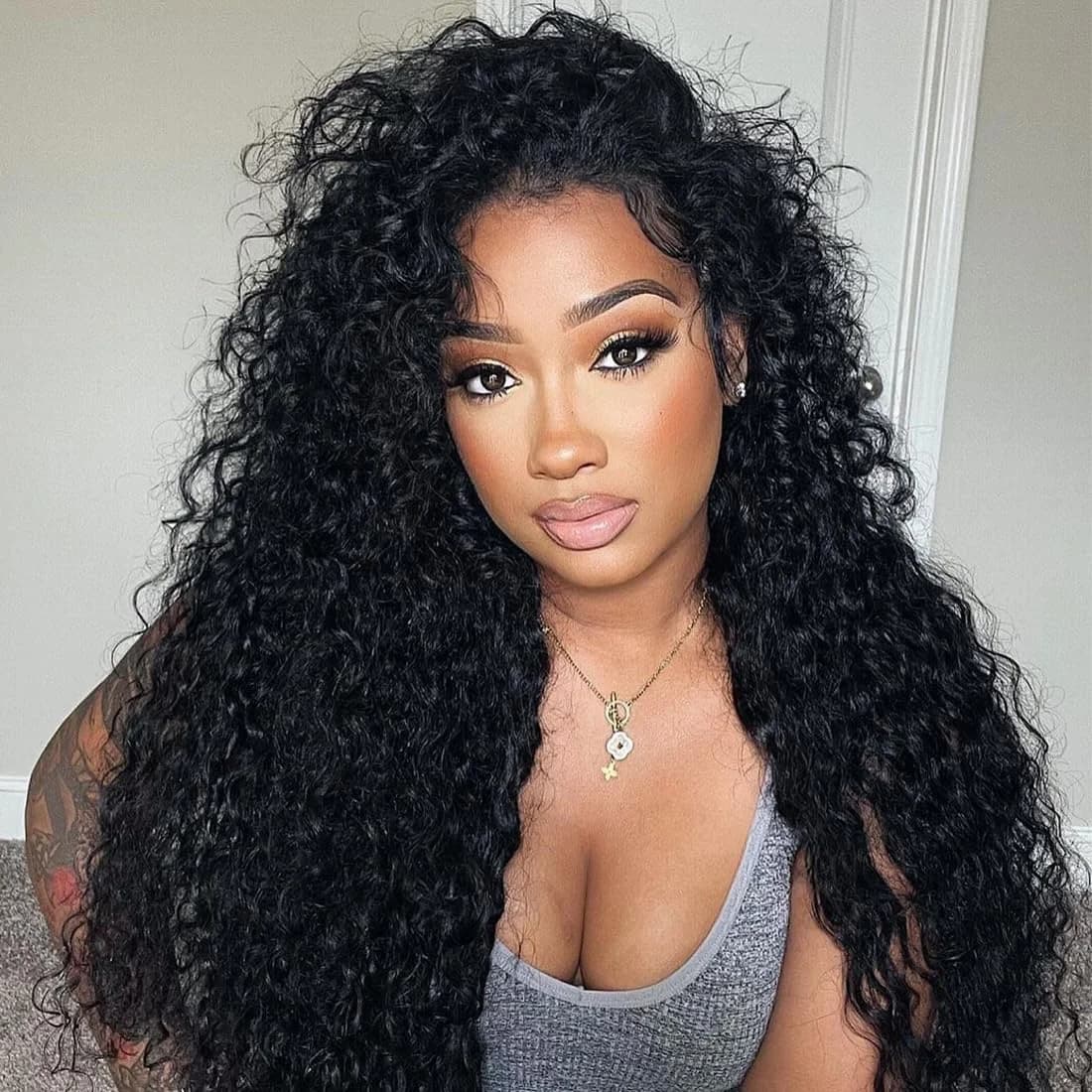 Kinky Curly Half Wig Human Hair 200 Density 3 In 1 Seamless Flip Over Half Wigs Human Hair Wear and Go Beginner Friendly Kinky Curly Wig Human Hair Drawstring Headband Wig for Women 20 Inch Machine Made