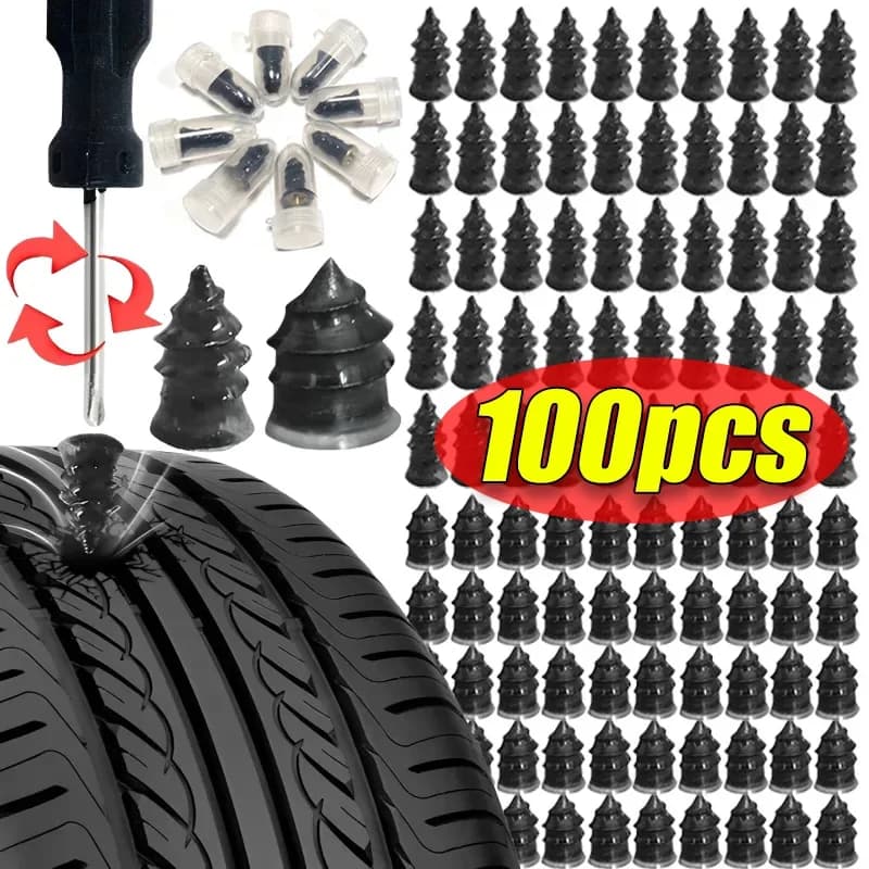 10-500 Pezzi Chiodi per Riparazione Pneumatici Auto, Viti per Pneumatici Sottovuoto, Patch in Gomma, Kit Riparazione Forature Ruote Auto, Chiodi Tubeless per Auto e Moto