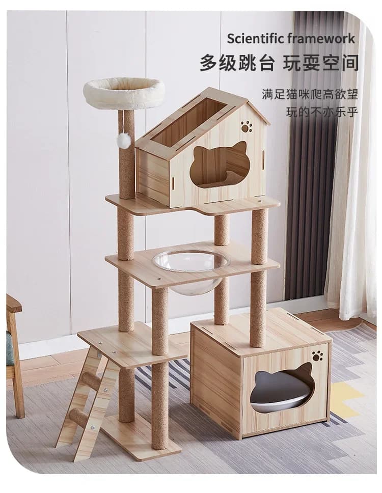 Wholesale foreign trade climbing frame litter tree cat litter box integrated toys directly from the manufacturer supplies