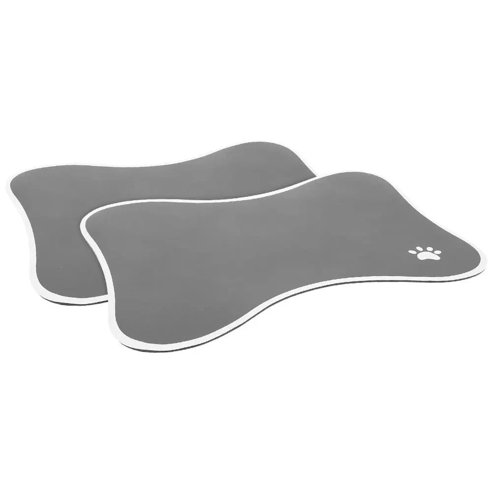 2Pcs Pet Feeding Mat Non-Slip Dog Cat Bowl Pad Bone Shape Food Water Tray Indoor Outdoor Feeding Mat Pet Food Pad