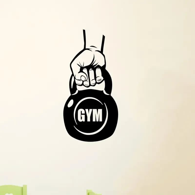 Adesivo Murale per Palestra - Design Motivazionale con Kettlebell e Manubri, Decorazione Fitness Autoadesiva in Vinile per Palestra Domestica, Camera da Letto