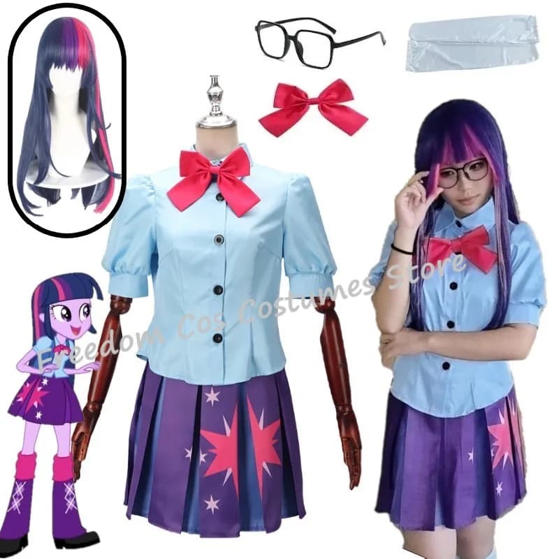 Twilight Sparkle Costume Men's Dress Cosplay Costume Swimwear Short Dress Uniform Halloween Carnival Party Set for Women