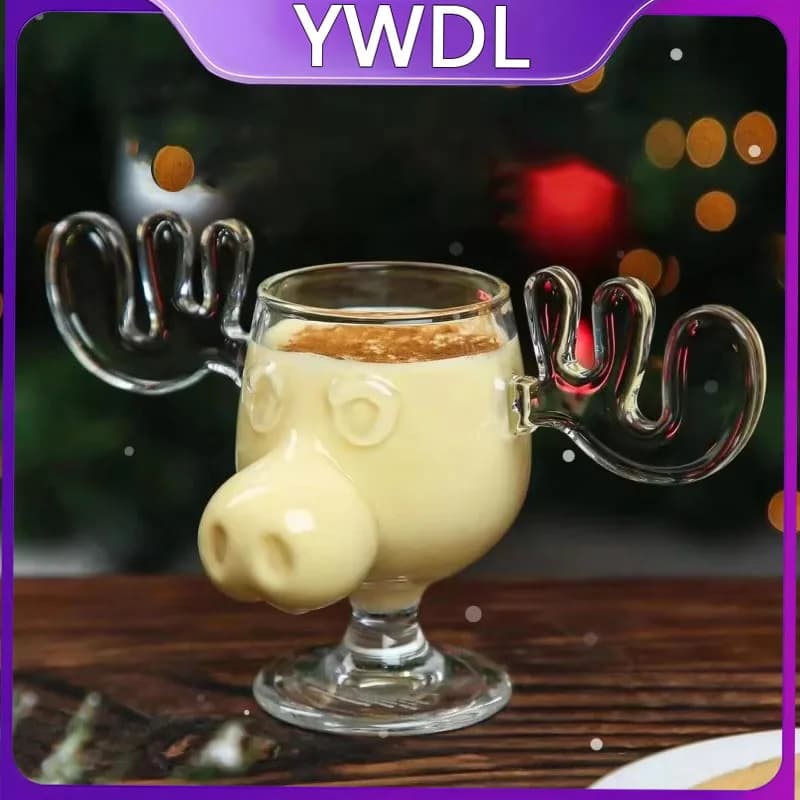 YWDL 1 pz Bicchiere da Vino a Forma di Alce, Tazza per Cocktail e Succhi, Bicchiere a Forma di Renna, Bicchieri per Vino, Birra, Acqua, Latte, Whisky, Bicchierini da Shot, Regalo di Natale