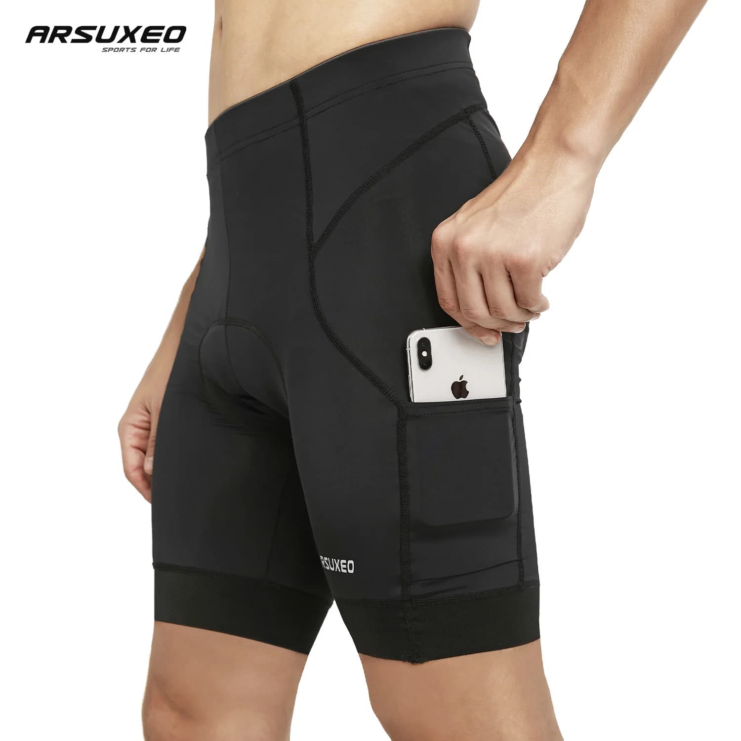 ARSUXEO men's cycling shorts padded bicycling shorts MTB Moutain bike pants shockproof with cycling clothing pockets