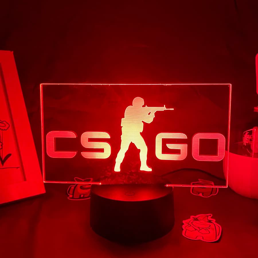 CS GO Gioco Counter Strike Luci notturne 3D Immagine Lampada lava Led USB Batteria RGB Neon Regalo Camera da letto Tavolo Scrivania Decorazione per la casa