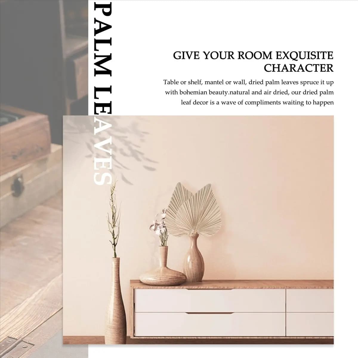 NOCM Foglie di palma essiccate per decorazione d'interni, 5 pezzi - 18 pollici di altezza x 10 pollici di larghezza, grande decorazione naturale con foglie di palma per un bellissimo look boho