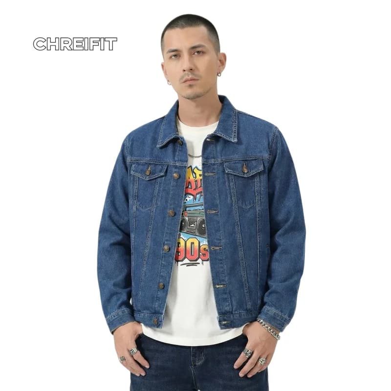 Giacca di jeans classica da uomo 2026 Primavera Autunno Moda Oversize Streetwear Cappotto di jeans vintage Capispalla casual per uomo XL-7XL
