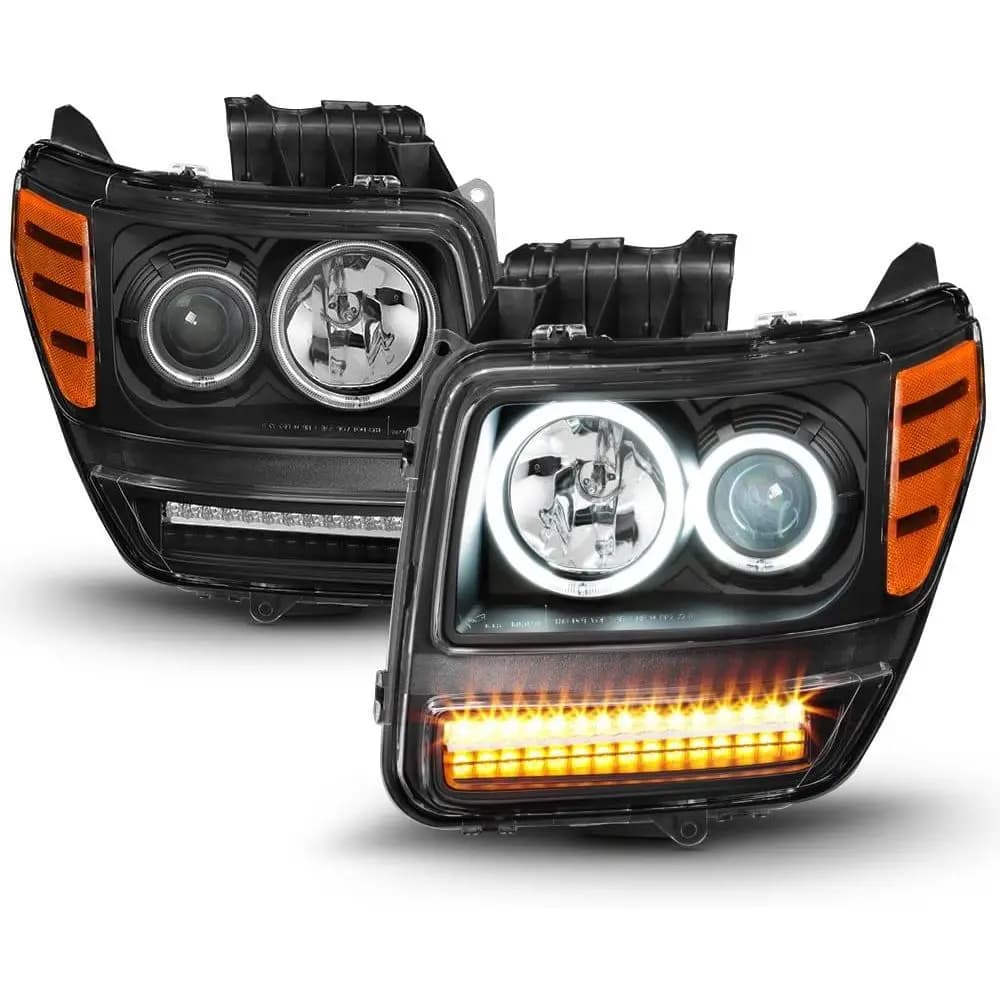 Fari anteriori a LED con proiettore CCFL Halo DRL per Dodge Nitro 2007-2012, lato guida e passeggero