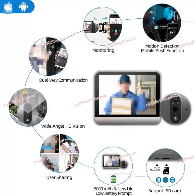 border 4.3 inch graffiti wireless intercom video doorbell doorbell indoor doorbell