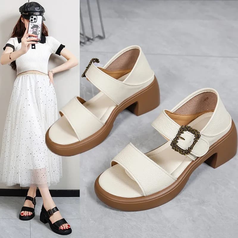 Sandali Estivi da Donna con Tacco Alto, Stile Cinese, Modello Unico, Suola Sottile