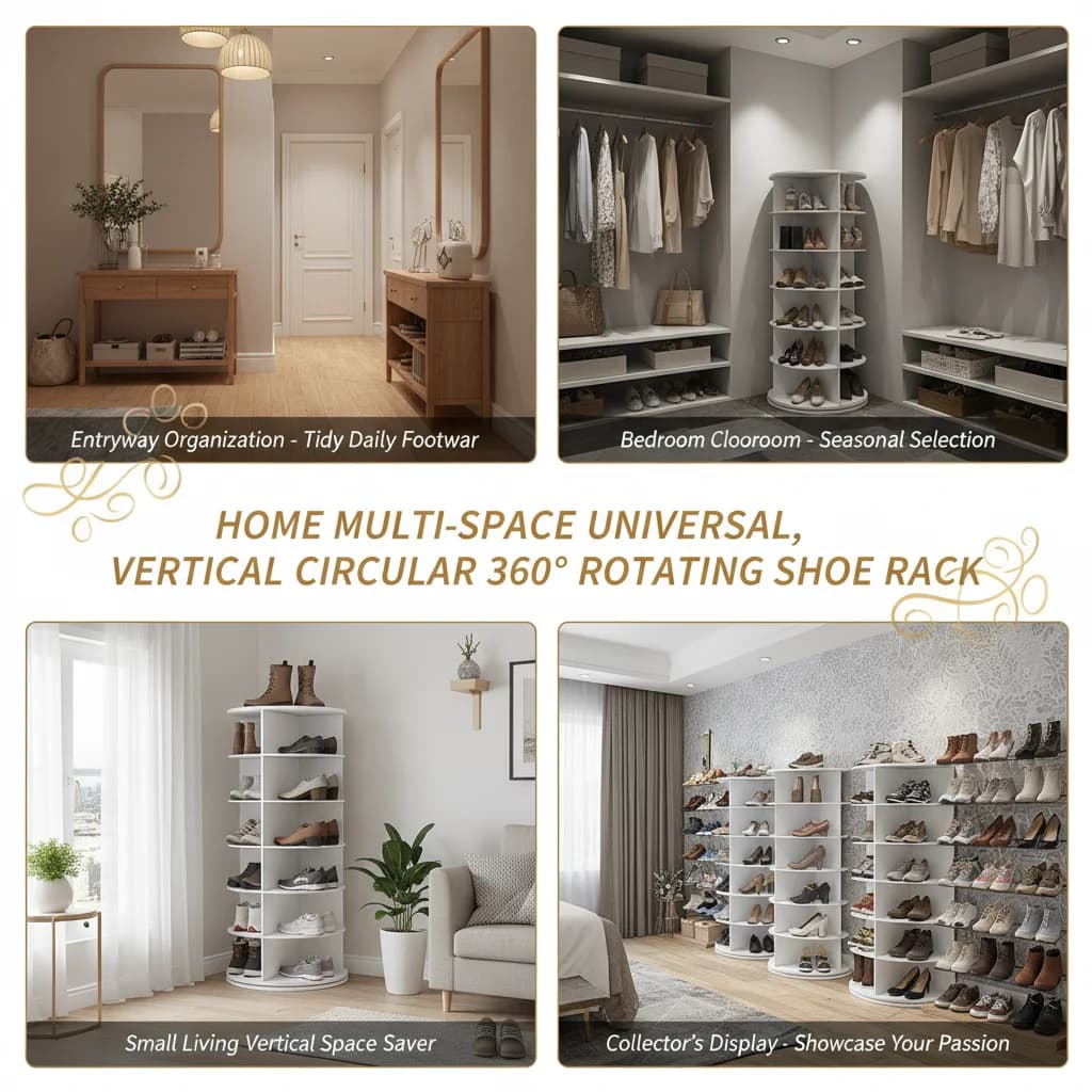 5-Tier Rotating Shoe Rack 360° Swivel, Free Standing PVC Shoe Organizer with 20 Pairs Capacity, 55 lbs Load, Space-Saving for Entryway Living Room, White