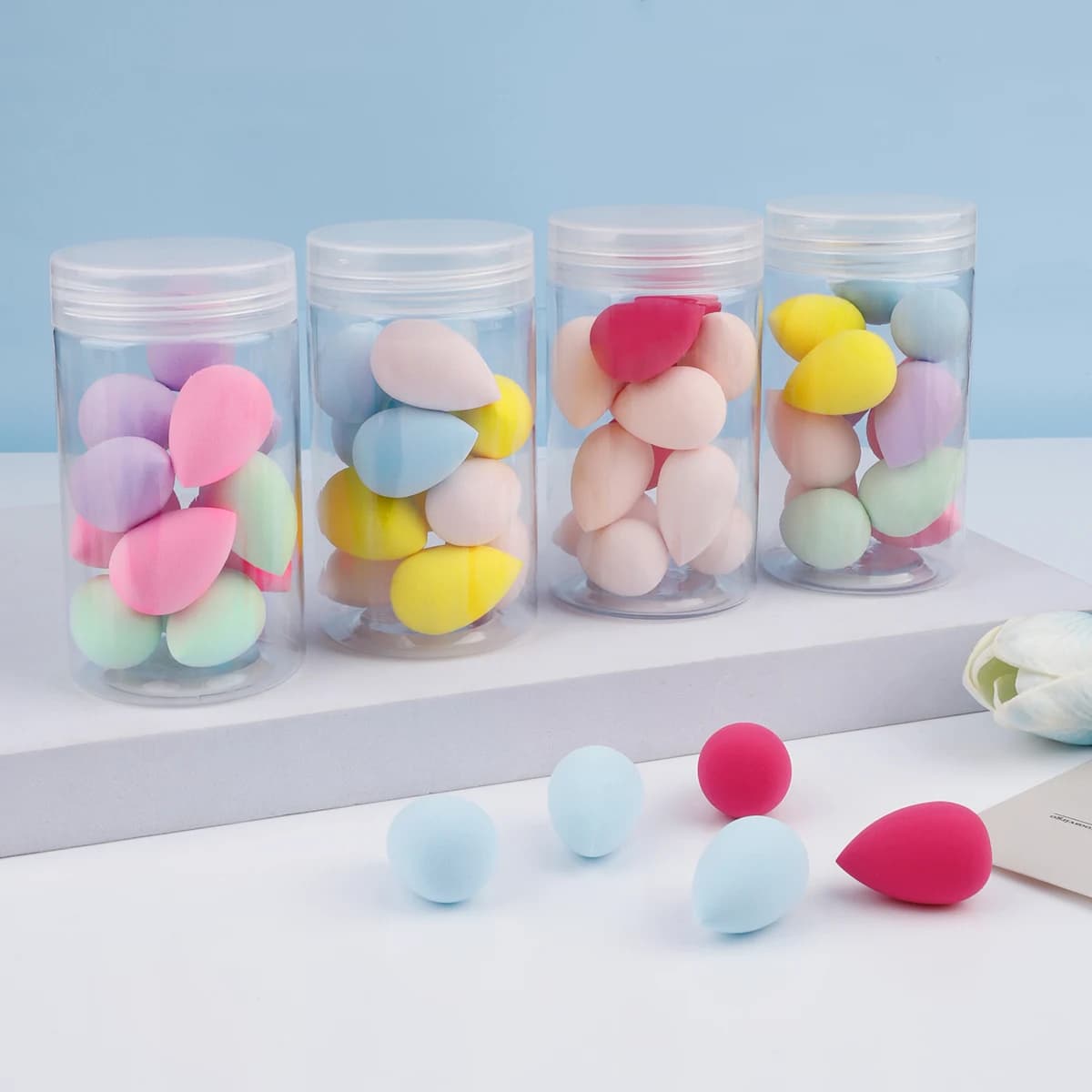 12Pcs Mini Water Drop Shape Beauty Sponge Eggs With Storage Box Dual Wet Dry Foundation Blending Cosmetic Makeup Accessory Tools