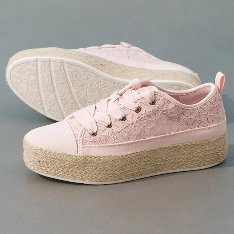Skechers Women's Sports Shoes Bobs Sesame Breathable Lace Canvas Shoes Thick-Soled Casual Shoes 114008-Blsh