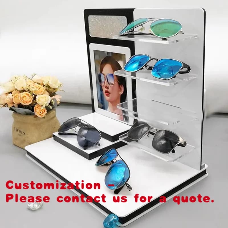 Espositore da Tavolo Portatile a L in Metallo Personalizzato per Occhiali da Sole - Espositore per Negozi di Ottica