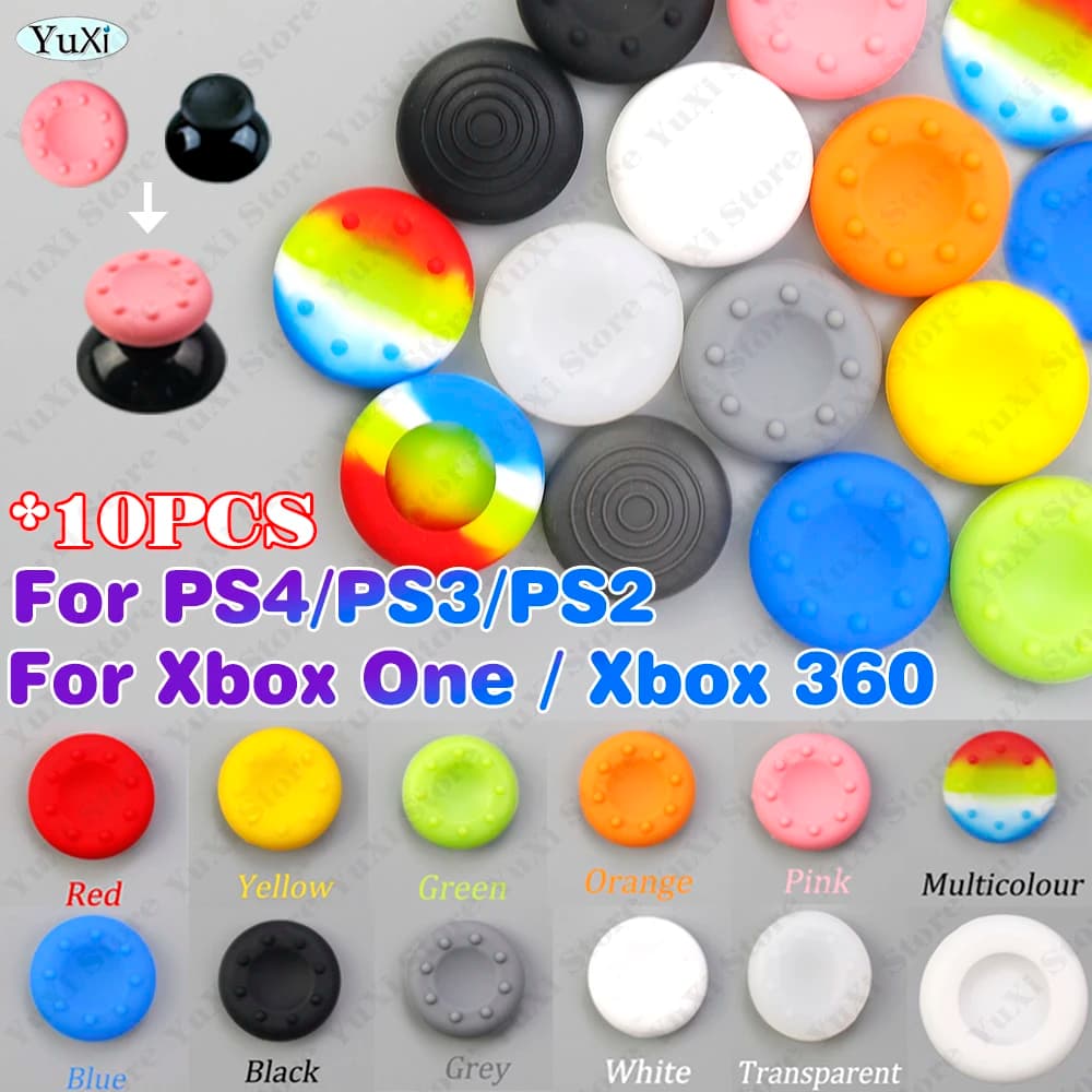 10 pezzi antiscivolo in silicone analogico joystick levetta grip cap per PS4 PS3 PS2 levetta copertura testa per Xbox One Xbox 360 controllo