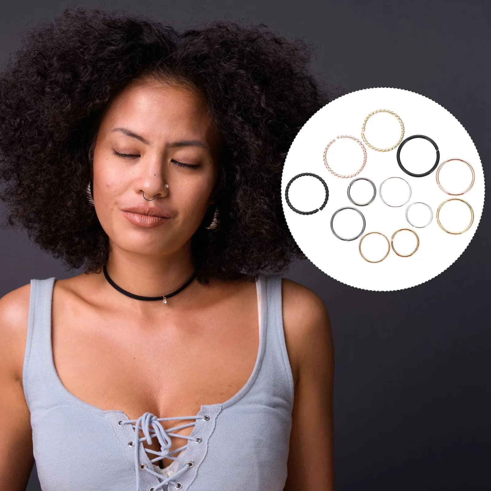 2 Sets Nose Studs Hoop Piercing Jewellery Ornaments Earrings for Women Decorative Jewelry