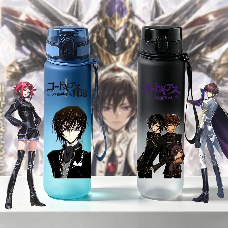 650ml Code Geass Lelouch Lamperouge Water Bottle, Gradient Frosted Tumbler, Leakproof Flip Lid Portable Travel Sports Drink Cup