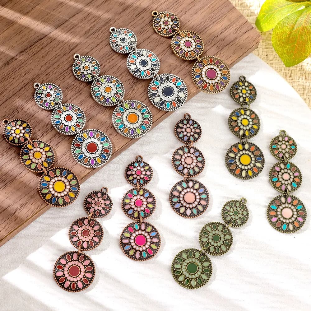 Bohemia Drip Enameling Pendants for Women Earrings Necklaces Pendants Charms for DIY Jewelry Making Accessories