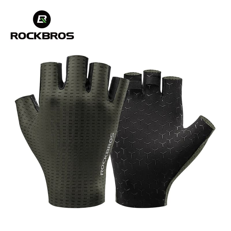 ROCKBROS Guanti da bici Mezze dita Guanti da ciclismo MTB Guanti traspiranti antiscivolo e ammortizzanti Guanti estivi