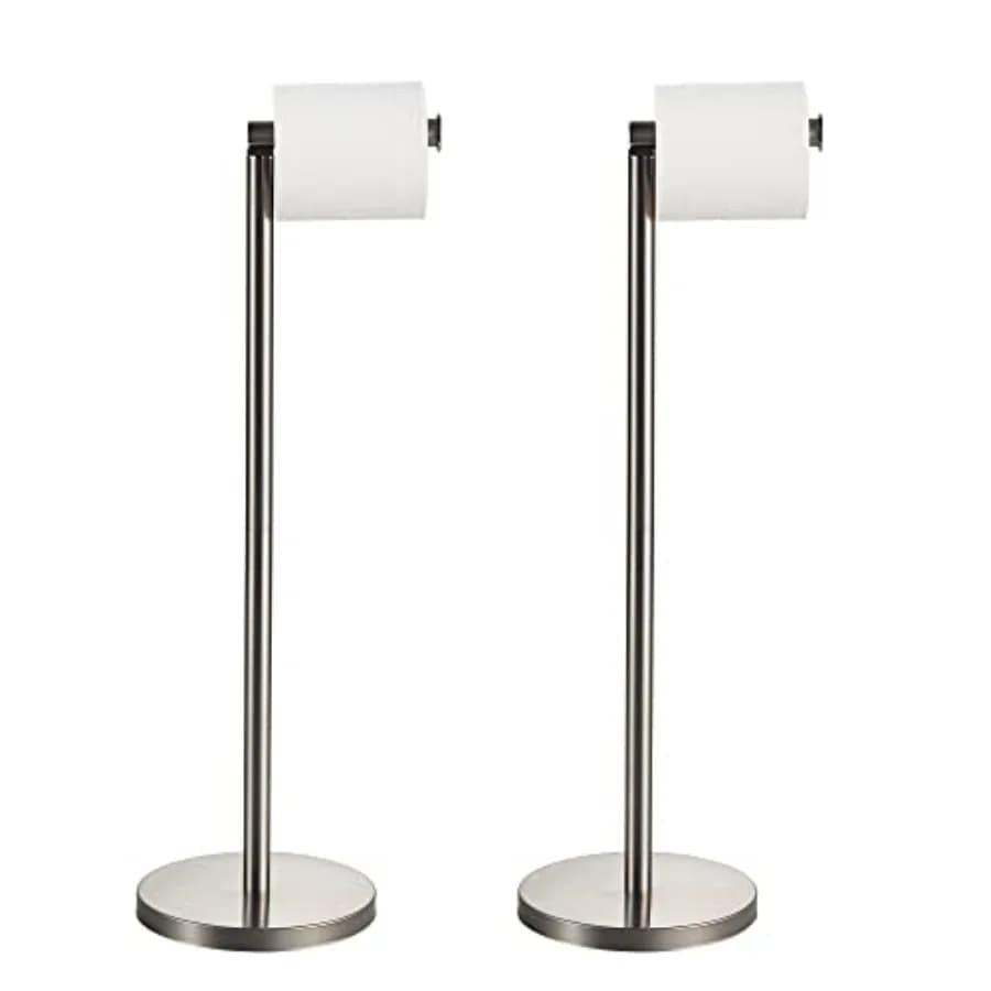 Toilet Paper Holder 2 Pack Standing On Floor, Tissue Holder with Reserve Storage Paper Rolls, Free-Standing