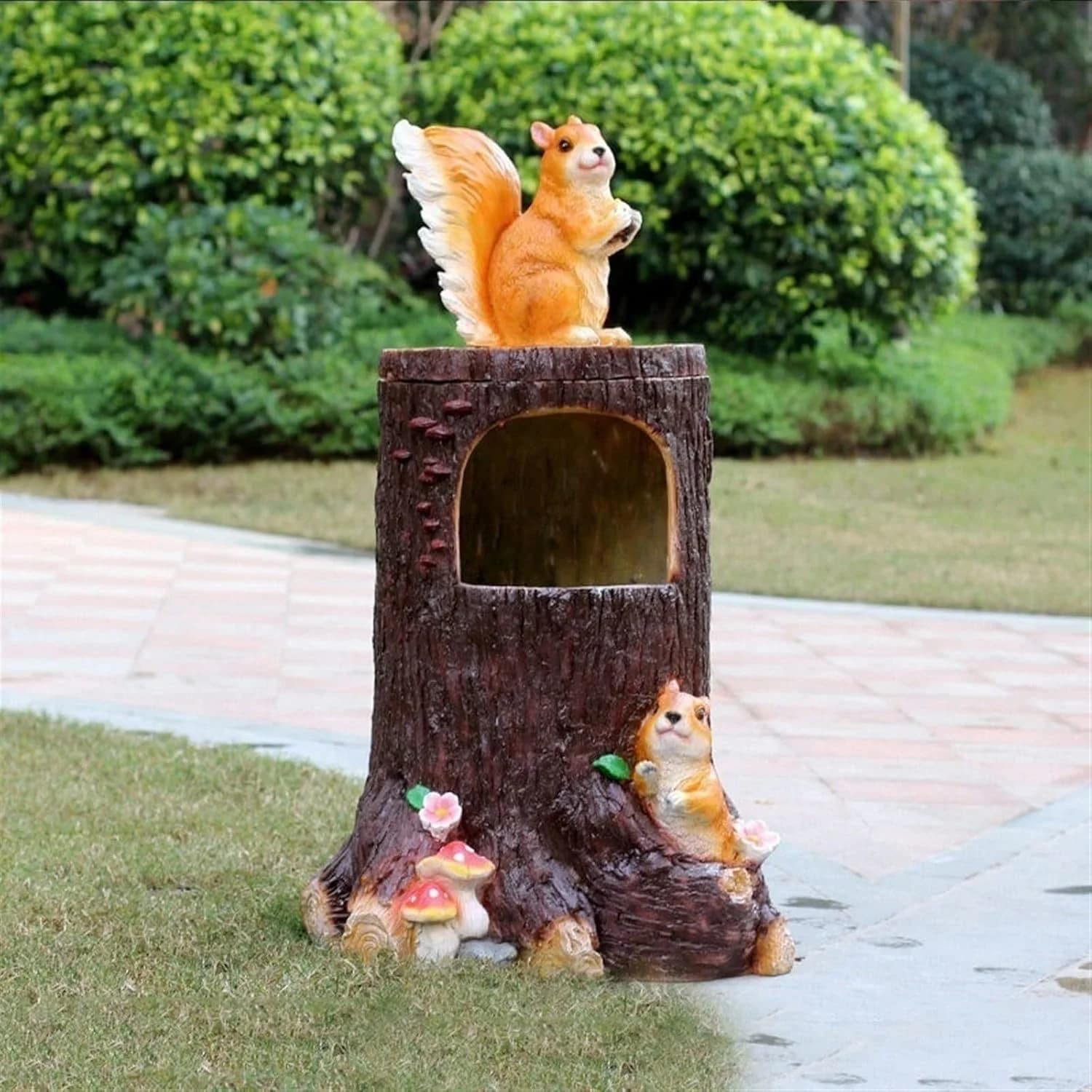 Cestino per la Raccolta Differenziata Creativo a Tema Animale, Scultura 3D, Contenitore per Rifiuti a Forma di Ceppo