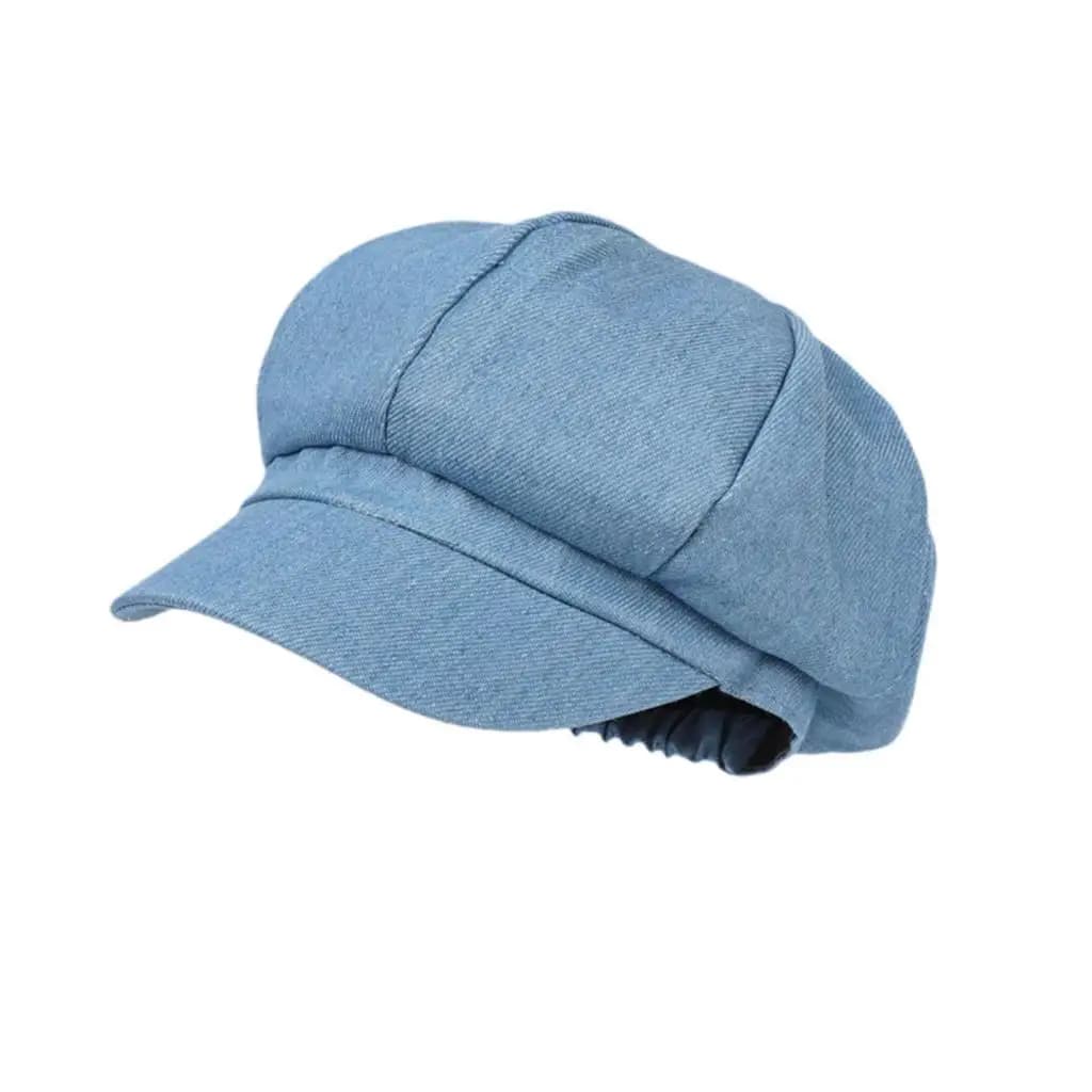 Cappello da donna Newsboy in denim stile vintage, elegante berretto ottagonale per guida, viaggi, escursioni, shopping