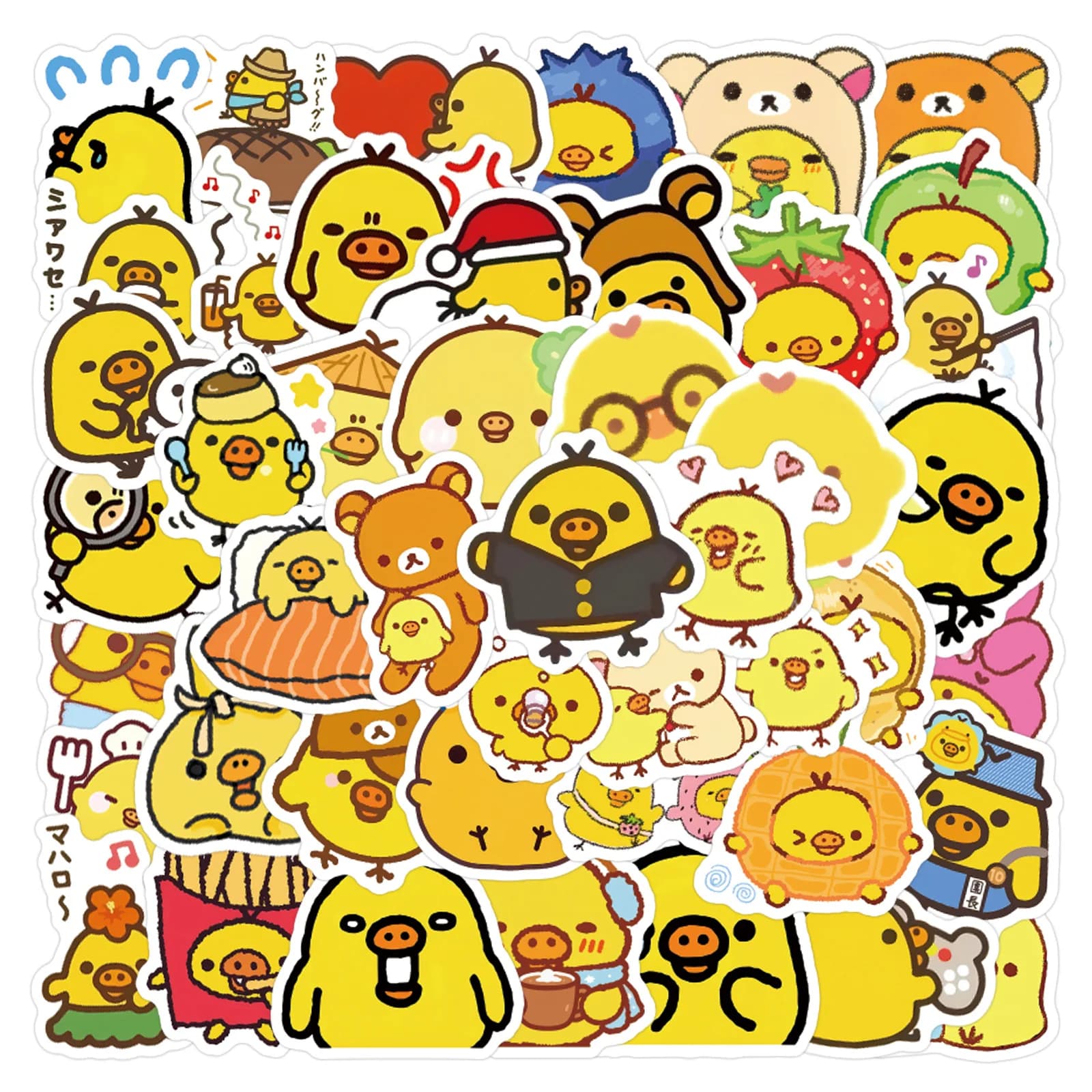 100Pcs Cute Little Yellow Chicken Stickers Kiiroitori Decals For Laptop Scrapbook Luggage Guitar DIY Aesthetic Stickers