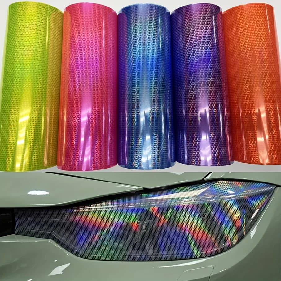 Pellicola per fari per motociclette per auto arcobaleno laser per automobili Decorazione per fari anteriori e posteriori Pellicola in vinile impermeabile