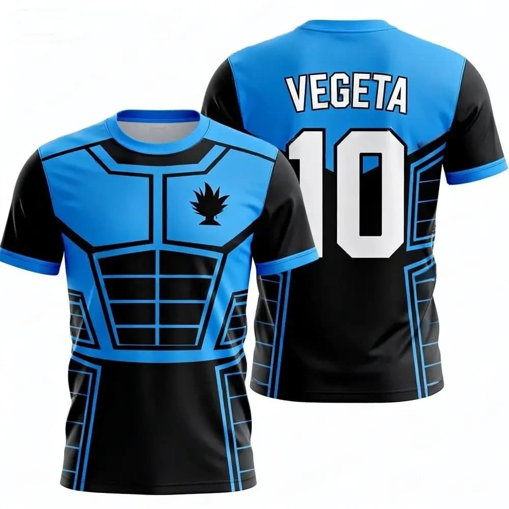Maglia da Calcio Dragon Ball Z Vegeta, T-Shirt per Bambini, Kit Speciale da Calcio 2026, Maglietta a Maniche Corte Anime per Adulti Uomo/Donna