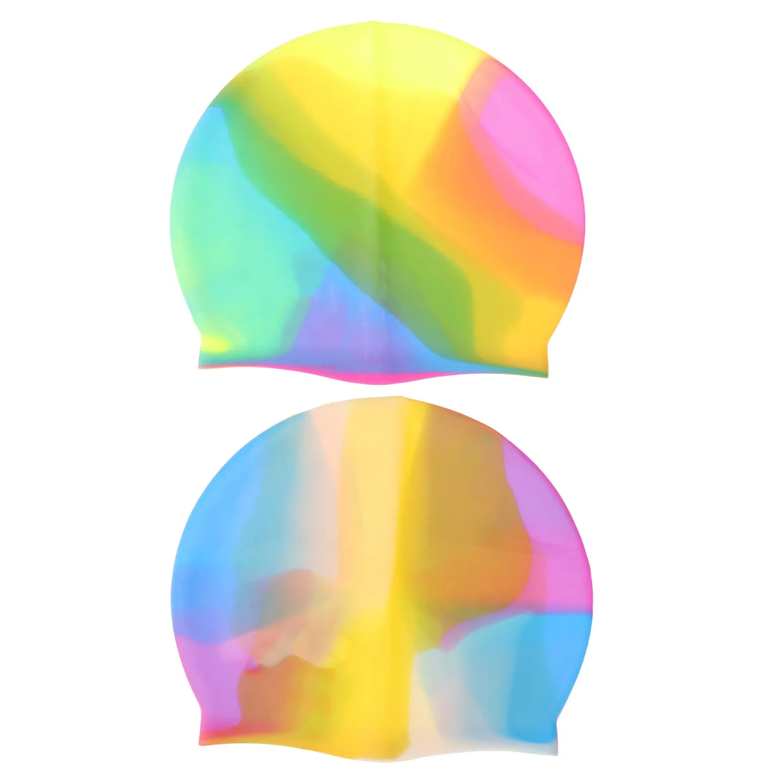 2Pcs Silicone Waterproof Swim Caps Elastic Swimming Hats Lightweight Comfortable Headgear for Adults Colorful 3 and 10
