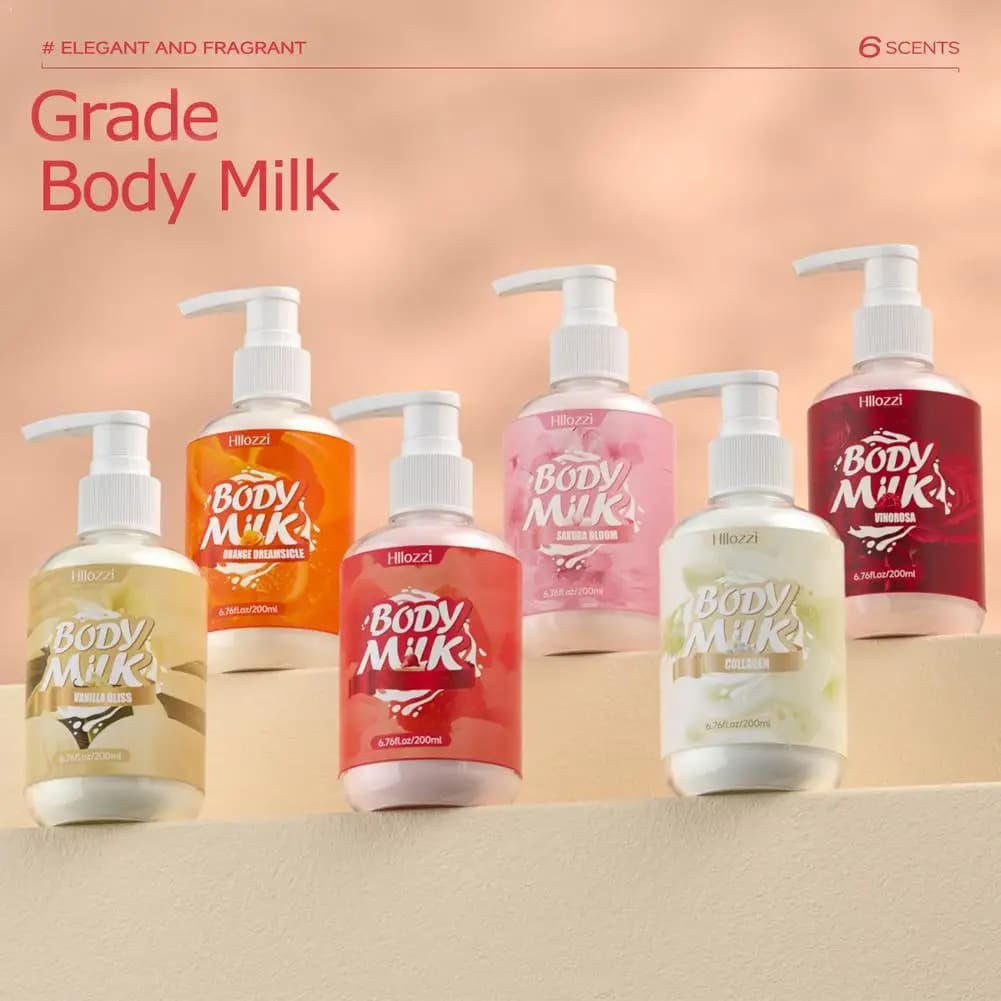 Latte Corpo Idratante 200ml al Profumo di Torta alla Fragola, Vaniglia, Sakura, Rosa, VC, Agrumi e Collagene