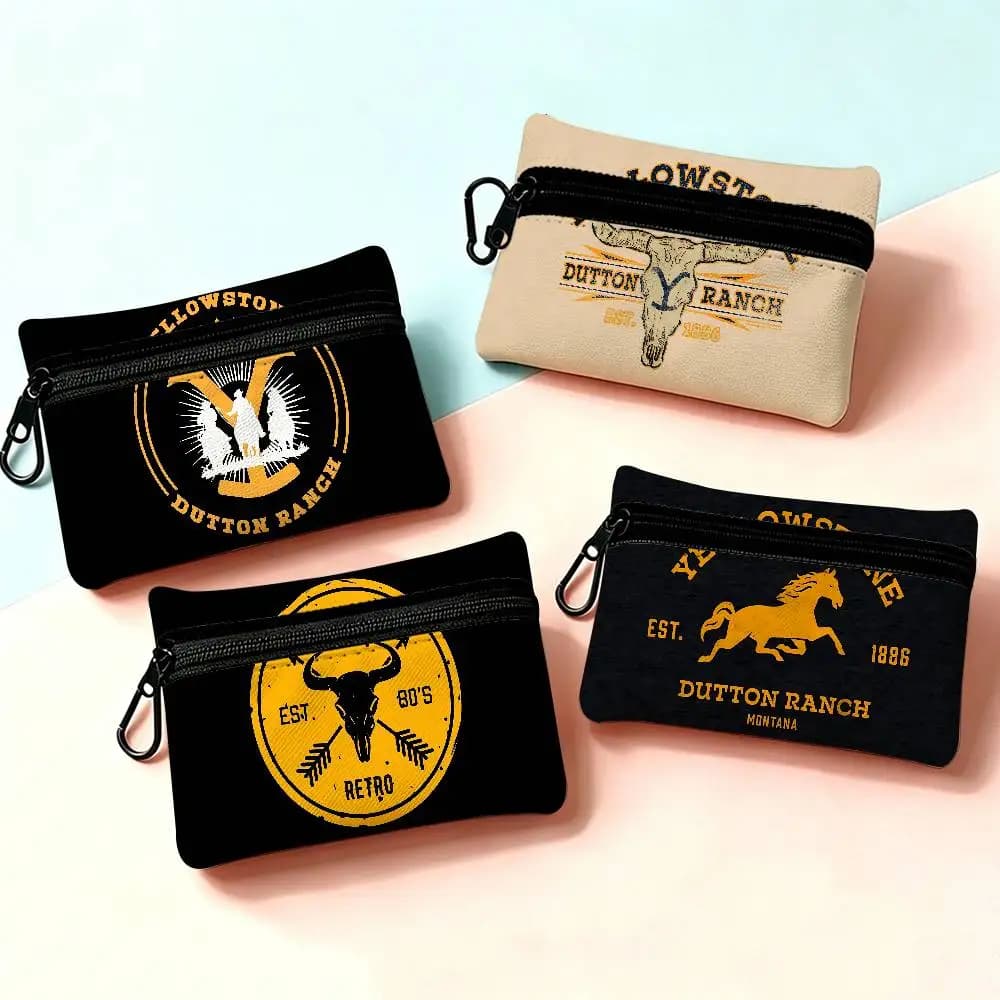 Y-Yellowstone D-Dutton Ranch Oxford Cloth Zipper Wallet Multifunctional Hanging Coin Bag For Credit Cards Keys Coins Earbuds