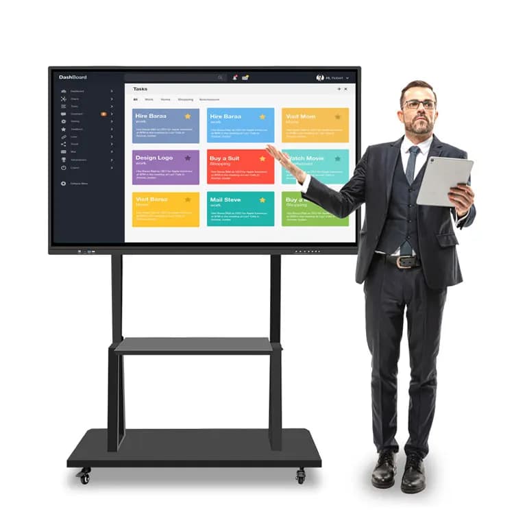Display LCD tutto in uno 2K 4K Schermo piatto interattivo Touch screen a infrarossi o capacitivo Interagisci lavagna Smart TV Board
