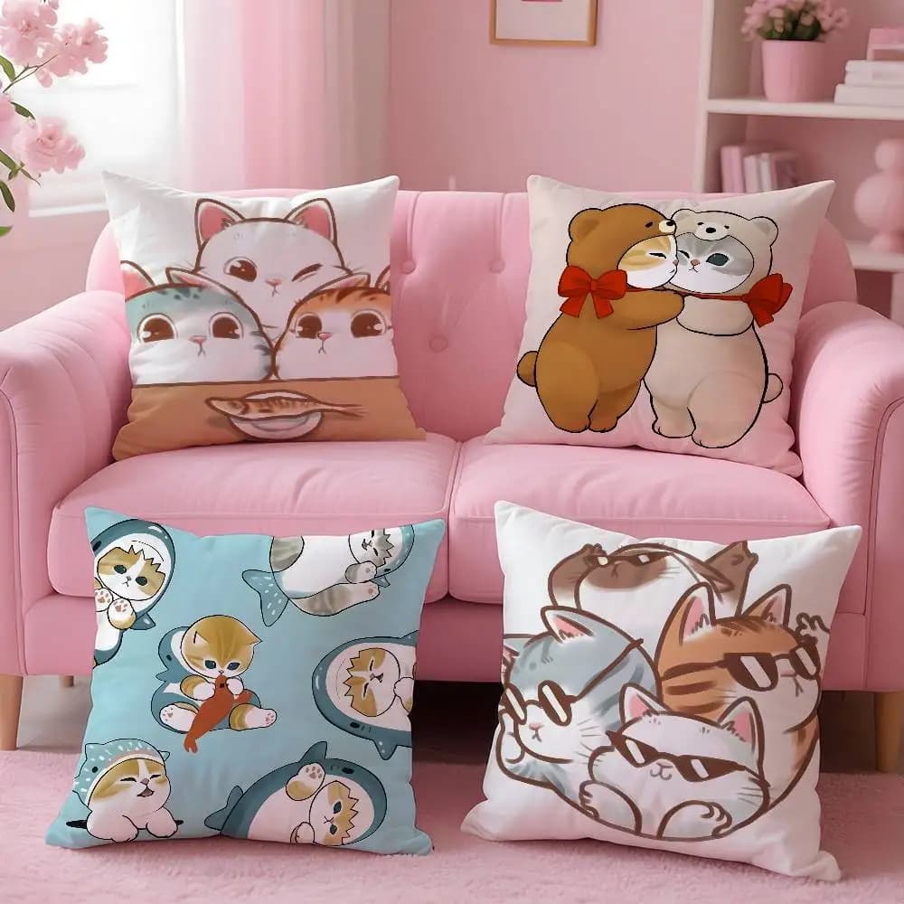 Mofusand Pillow Case Pattern Printed Pillowcase For Living Room Sofa Cushion Cover & Bedroom Decor