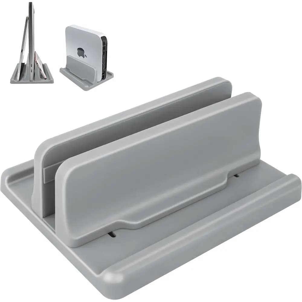 Adjustable ABS Plastic Laptop Stand, Space-Saving Desk Organizer for 15 PCs, Books, and Tablets (Space Grey)