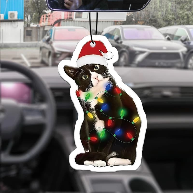 Gatto Corona di Natale Decorazione dell'albero di Natale Farfalla Campana di frutta Pigna Scoiattolo Pino Staglia di renna Regalo Duro di fragranza di pera inglese (Tendanza internazionale) Deodorante per auto, Decorazione per auto
