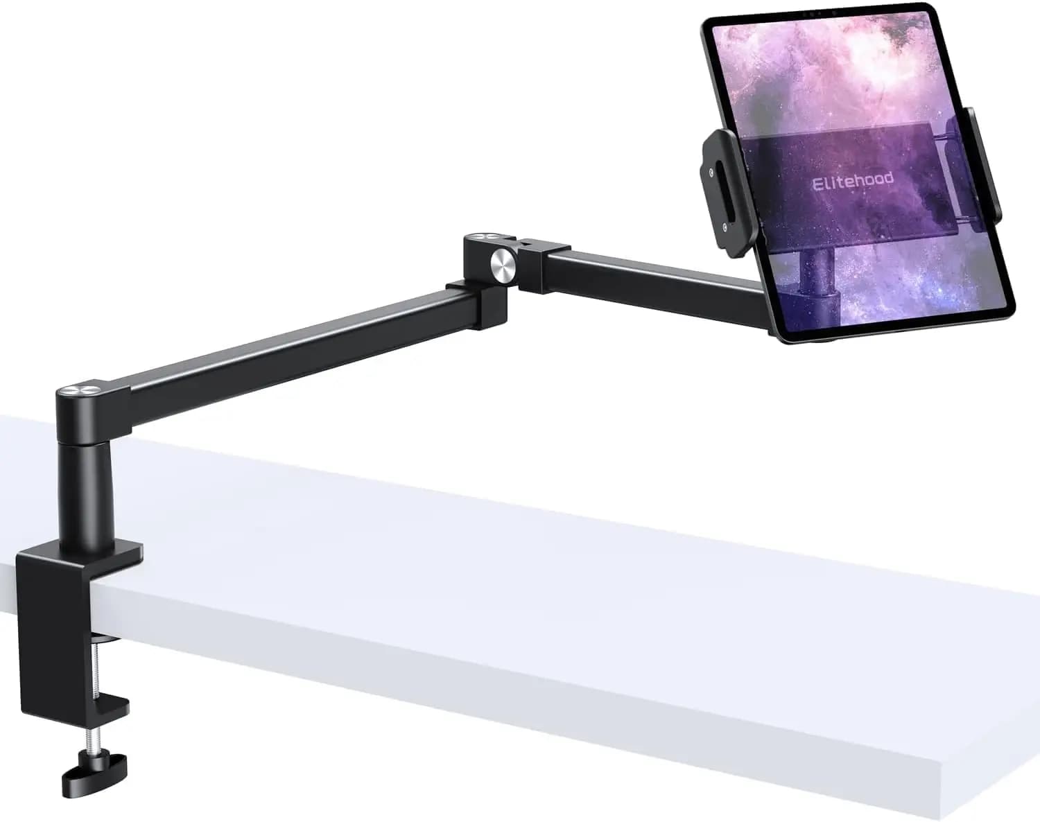 Supporto da scrivania per iPad con braccio lungo 28 pollici, supporto per tablet in alluminio resistente per scrivania, letto, divano, compatibile con iPad Pro 13/12.9 Air Mini, iPhone, monitor portatile e tablet da 4.7-13 pollici