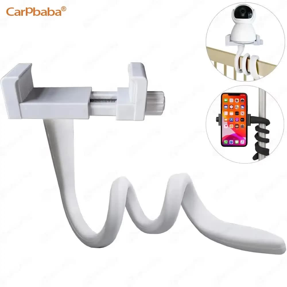 Supporto universale per baby monitor Supporto per telecamera per bambini in silicone flessibile bianco più lungo% 2C Supporto per telecamera IP ideale Asta per culla senza fori