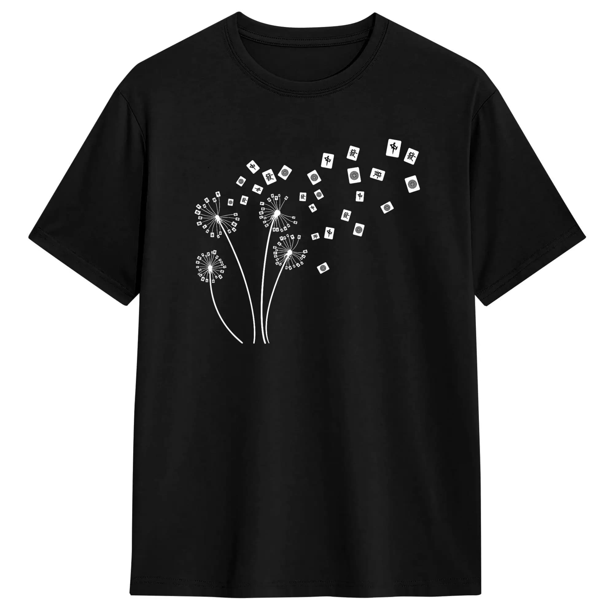 Carte Divertenti per Giocatori di Mahjong, Tessere a Forma di Soffione, Gioco di Tessere Cinese  T-shirt estiva in cotone per uomo, maglietta casual alla moda e cool