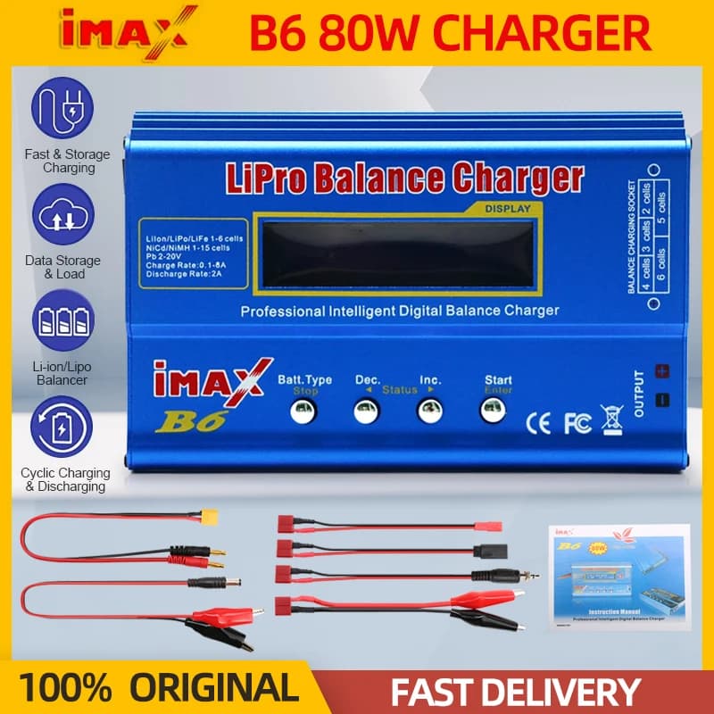 iMAX B6 80W Battery charger Lipo NiMh Li-Ion Ni-Cd Digital Lipro Balance Charger 1-6S For RC FPV Air drone Auto