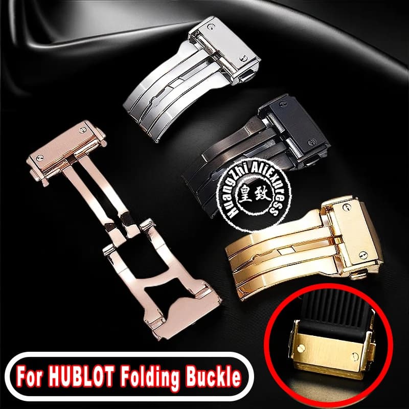 18 22mm Solid Stainless Steel Buckle for Hublot Big Bang Man Woman Leather Strap Matel Foldable Buckle Accessories with Tool
