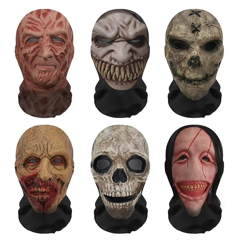 Halloween Ghost Face 3D Mask Cosplay Props Balaclava Full Face Elastic Mesh Breathable Skull Headcovers Horror Party Costume